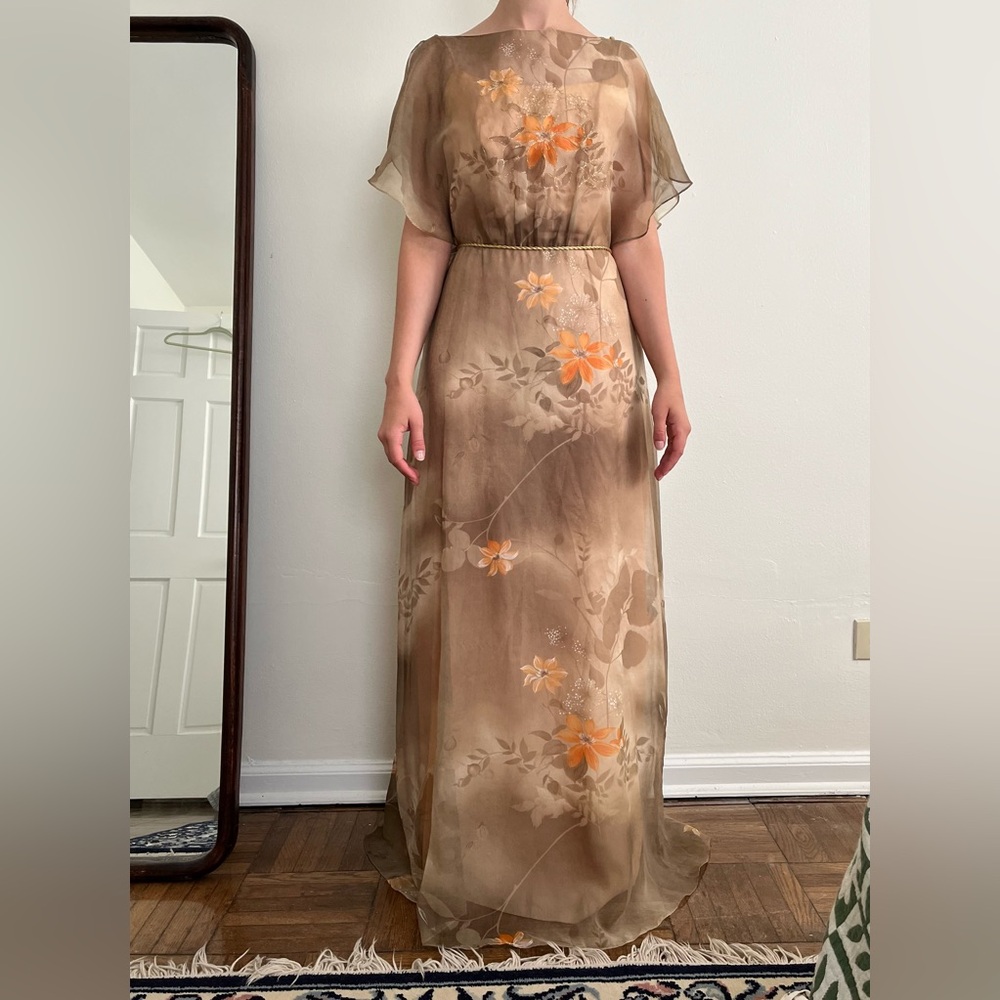 Vintage Gold Floral Dress